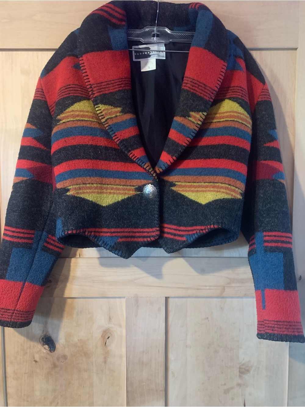Vintage Rhonda Stark Women’s Southwest-Style Wool-Blend Blanket Blazer